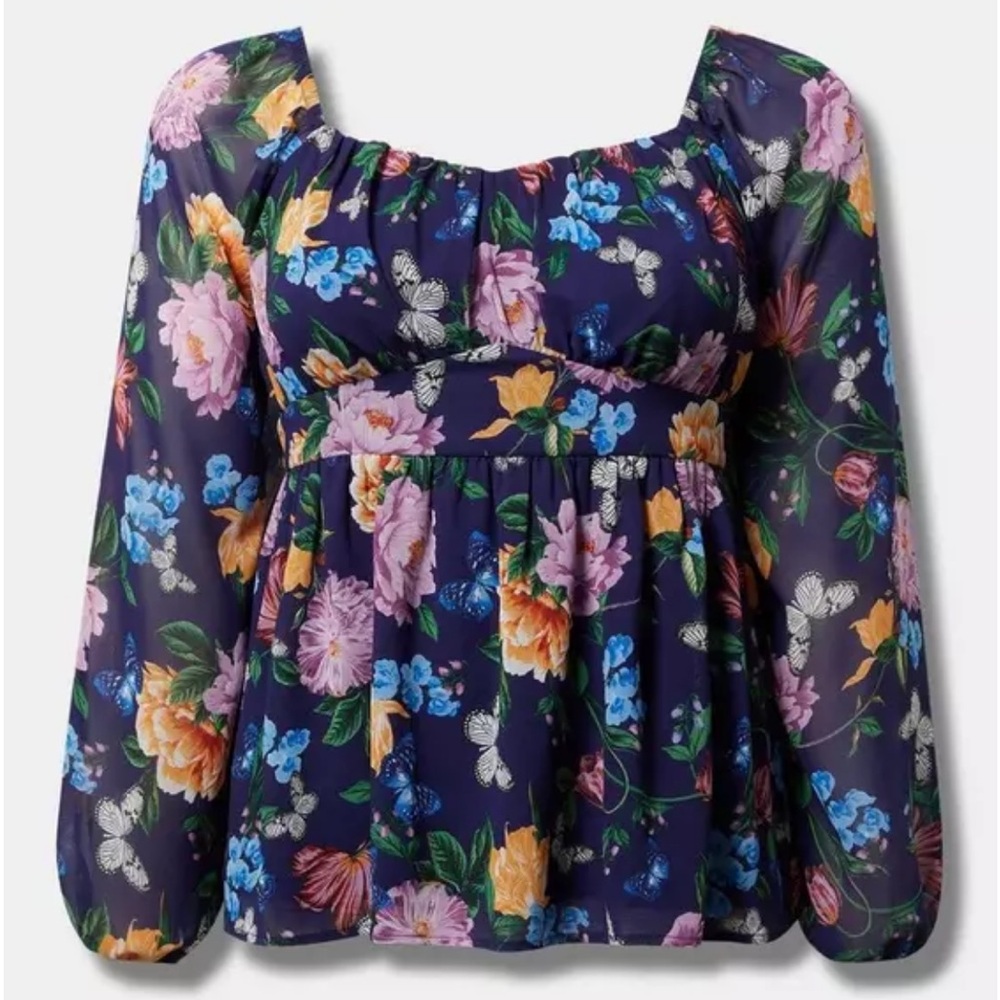Torrid - Peplum Chiffon Long Sleeve Top